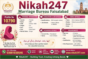 Syed Sunni Female Rishta Faisalabad Admin Officer – Educated